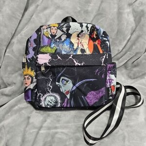 Disney Villains Maleficent All Over Print Canvas Mini Backpack 12 Inches Zipper
